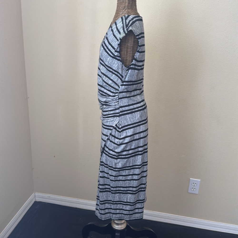 Loft Black and White Striped Dress SP Small Petite S - Picture 4 of 14